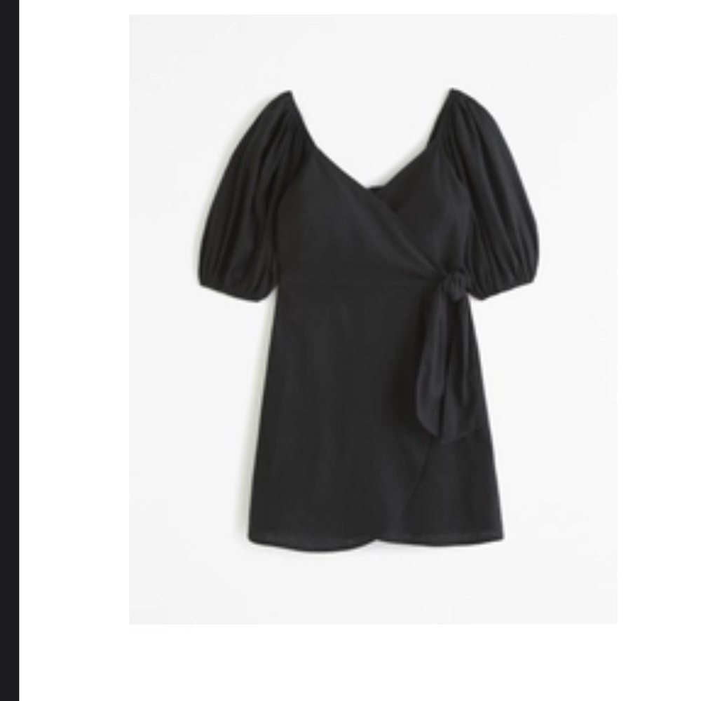 A&F Puff Sleeve Wrap Mini Dress Size Medium Color Black
